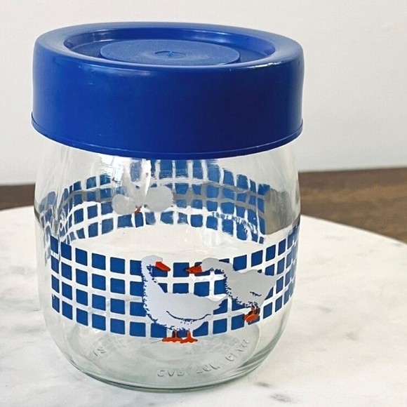 Vintage 1982 Blue Carlton Glass Canister - Picture 1 of 8